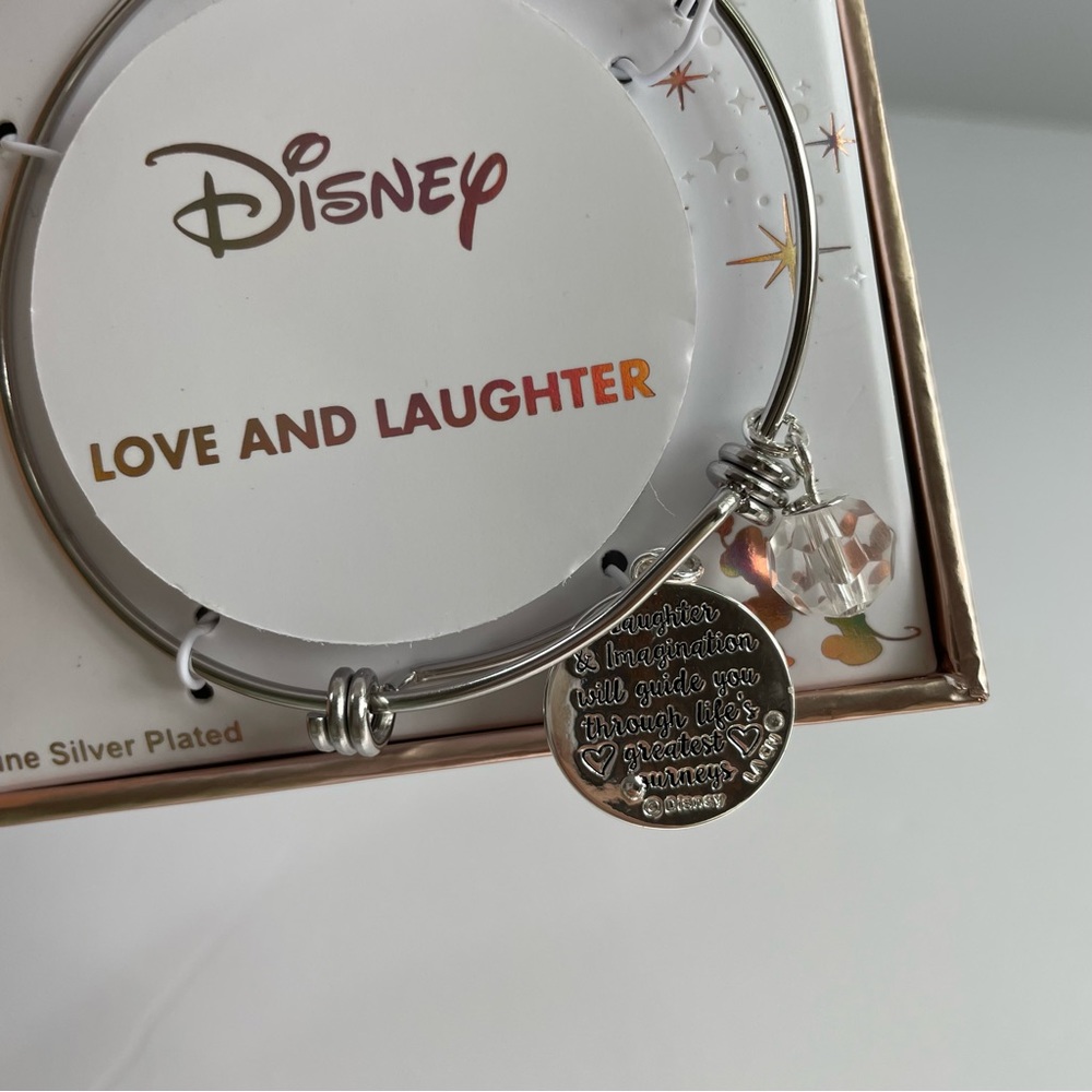 Disney “Love and Laughter” Fine Silver Plated Minnie & Mouse Bangle Bracelet - Picture 5 of 5